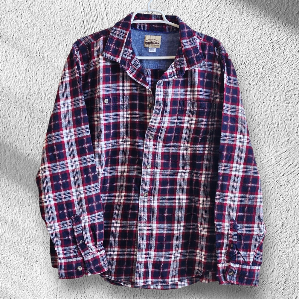 (XXL) Roebuck & Co. Long Sleeve Button-Up - Red & Navy